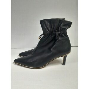 Coach Wynie Booties Boots Women Sz 7.5 Black Slouch Stud Trim Pointed Cinch